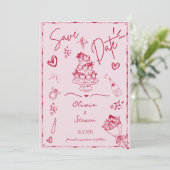 Trendy Hand Drawn Scribble Fun Save the Date Einladung (Stehend Vorderseite)