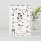 Trendy Hand Drawn Scribble Fun Save the Date Einladung (Stehend Vorderseite)
