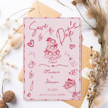 Trendy Hand Drawn Scribble Fun Save the Date Einladung<br><div class="desc">Trendy rosa und rot handgezeichnete illustrierte Save the Date Karte.</div>