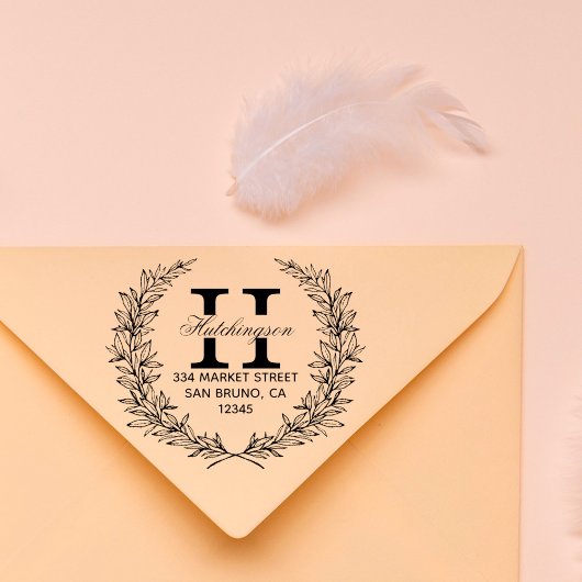 Trendy Hand gezeichnet Blumenreath | RÜCKSENDEADRE Gummistempel