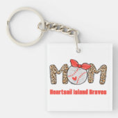 Trendy Hand gezeichnete Baseball-Mama Personalisie Schlüsselanhänger (Vorderseite)