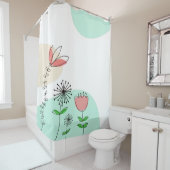 Trendy Hand Künstlerische Florals Korallen Aquamar Duschvorhang (Beispiel)