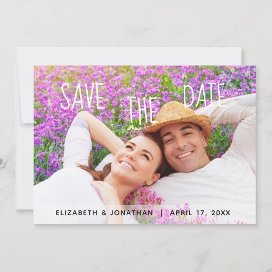 Trendy Hand Letted Foto Save the Date Einladung (Vorderseite)