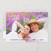 Trendy Hand Letted Foto Save the Date Einladung (Vorne/Hinten)