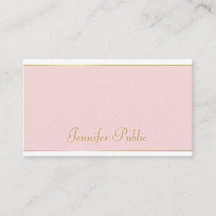 Trendy Hand Script Blush Pink Gold Template Modern Visitenkarte