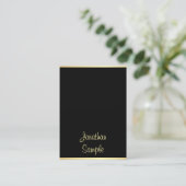 Trendy Hand Script Name Schwarz Gold Moderne Vorla Visitenkarte (Stehend Vorderseite)