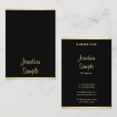 Trendy Hand Script Name Schwarz Gold Moderne Vorla Visitenkarte (Vorne/Hinten)
