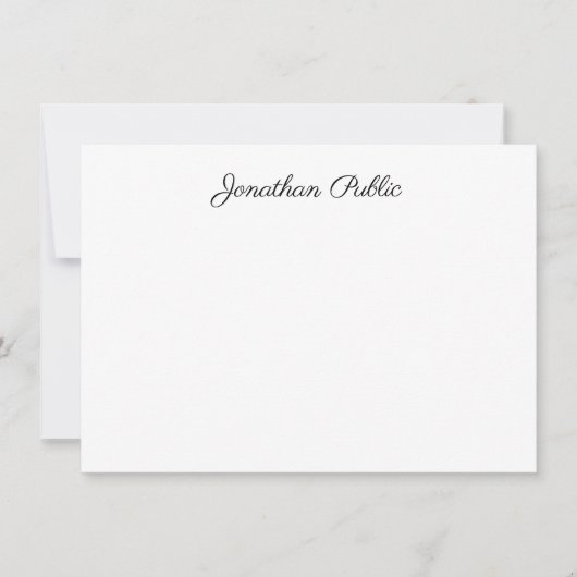 Trendy Hand Script Name Template Elegant Modern Mitteilungskarte (Vorderseite)