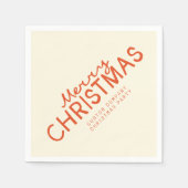 Trendy Handgeschriebener froher Weihnachtstext Serviette (Vorderseite)