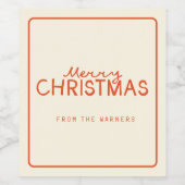 Trendy Handgeschriebener froher Weihnachtstext Weinetikett (Einzelnes Label)