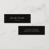 Trendy handgeschriebenes Script Black Gold Chic De Mini Visitenkarte (Vorne/Hinten)