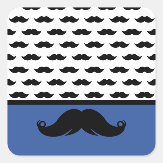 Trendy Handlebar Mustache Mustache Stache Quadratischer Aufkleber (Vorderseite)