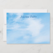 Trendy Handwriting Script Name Blue Sky Clouds Mitteilungskarte (Vorderseite)