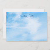 Trendy Handwriting Script Name Blue Sky Clouds Mitteilungskarte (Rückseite)