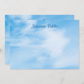 Trendy Handwriting Script Name Blue Sky Clouds Mitteilungskarte (Vorne/Hinten)