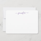 Trendy Handwriting Script Personalisiert Lila Mitteilungskarte (Vorderseite)