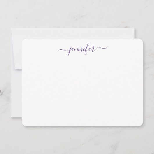 Trendy Handwriting Script Personalisiert Lila Mitteilungskarte (Vorderseite)