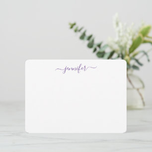 Trendy Handwriting Script Personalisiert Lila Mitteilungskarte
