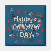 Trendy Happy Canada Day Blue Magnet (Vorne)
