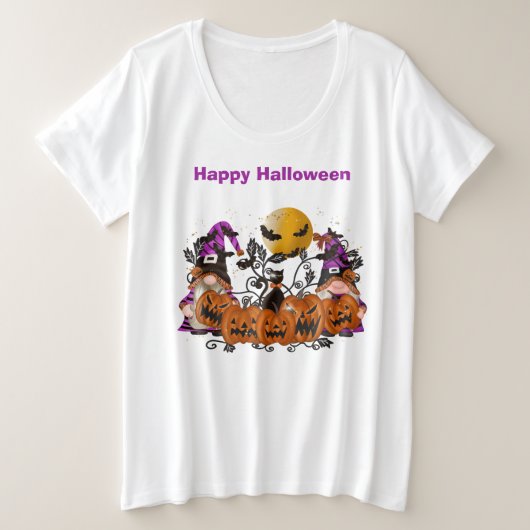 Trendy Happy Halloween Gnome Große Größe T-Shirt (Design vorne)