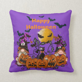 Trendy Happy Halloween Lila Gnome Cotton 16"X16 Kissen