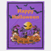 Trendy Happy Halloween Lila Gnome Fleecedecke (Vorderseite)