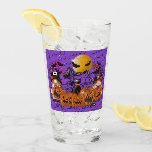 Trendy Happy Halloween Lila Gnome Glas (Vorderseite Ice)