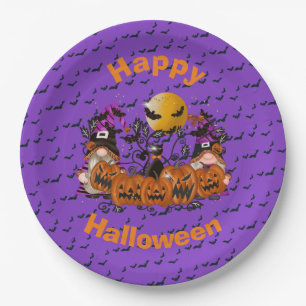 Trendy Happy Halloween Lila Gnome Pappteller