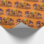 Trendy Happy Halloween Orange Gnome Geschenkpapier (Ecke)