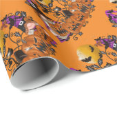 Trendy Happy Halloween Orange Gnome Geschenkpapier (Rolleneckpunkt)