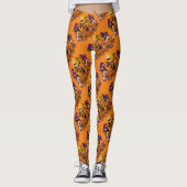 Trendy Happy Halloween Orange Gnome Leggings (Vorderseite)