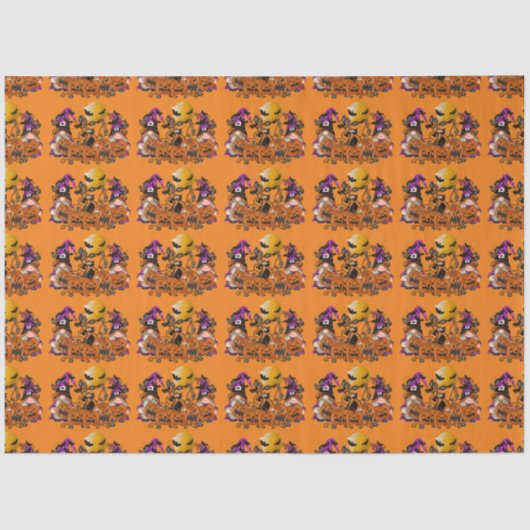 Trendy Happy Halloween Orange Gnome Seidenpapier (Vorderseite)