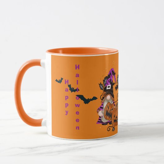 Trendy Happy Halloween Orange Gnome Tasse (Links)