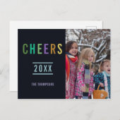 Trendy Happy Holidays Family Gruß Foto Ankündigungspostkarte (Vorne/Hinten)