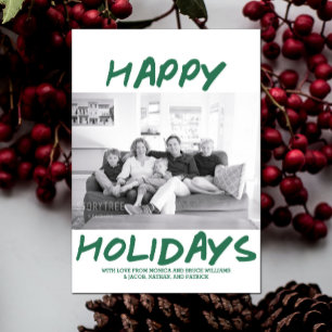 Trendy Happy Holidays Fotokarte Grün Feiertagskarte