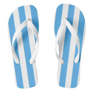 Trendy Happy Summer Blue & White Wide Stripe Badesandalen