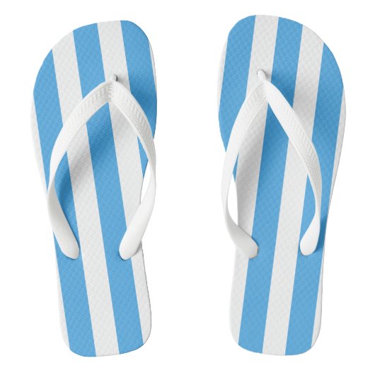 Trendy Happy Summer Blue & White Wide Stripe Badesandalen (Fußbett)