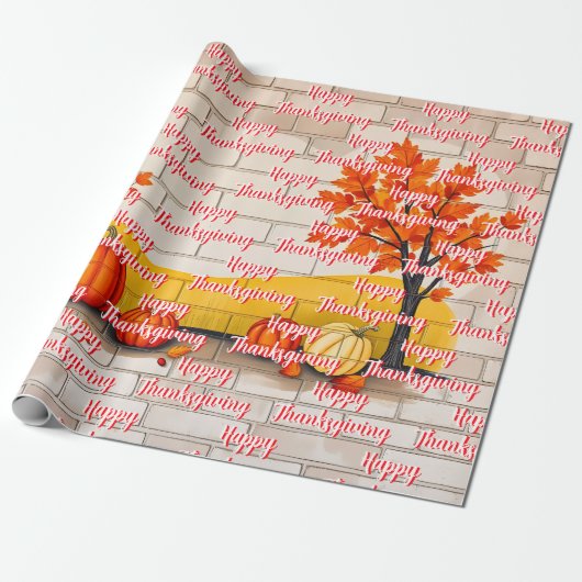 Trendy Happy Thanksgiving Schöner Fall Geschenkpapier (Ungerollt)