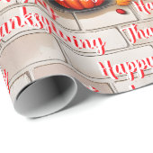 Trendy Happy Thanksgiving Schöner Fall Geschenkpapier (Rolleneckpunkt)