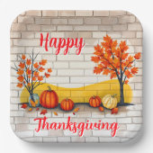 Trendy Happy Thanksgiving Schöner Fall Pappteller (Vorderseite)
