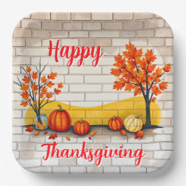 Trendy Happy Thanksgiving Schöner Fall Pappteller