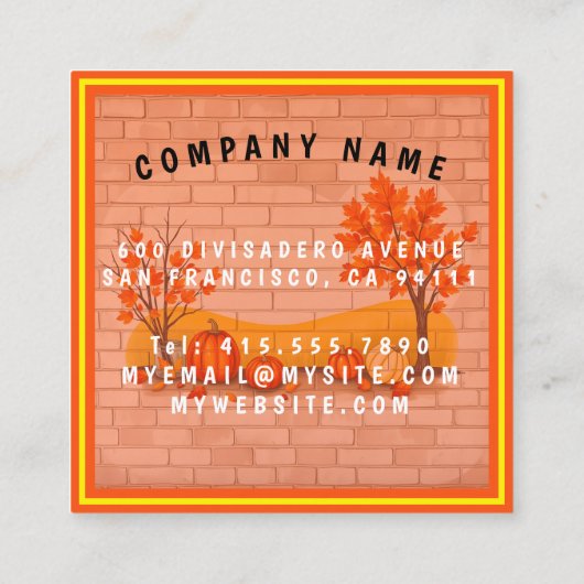 Trendy Happy Thanksgiving Schöner Fall Quadratische Visitenkarte (Rückseite)