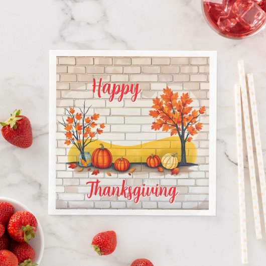 Trendy Happy Thanksgiving Schöner Fall Serviette (Beispiel)