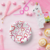 Trendy Heart Doodles 01 Pappteller (Party)