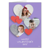 Trendy Heart Foto Collage Lavender Grußkarte (Vorne)
