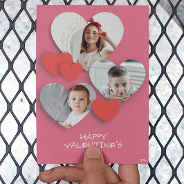 Trendy Heart Foto Collage Pink Grußkarte