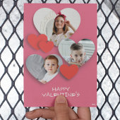 Trendy Heart Foto Collage Pink Grußkarte