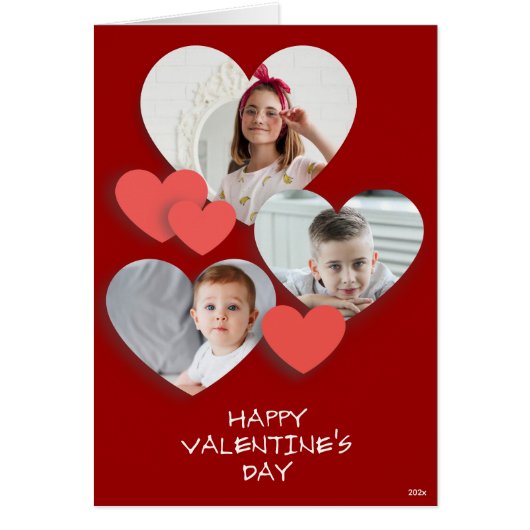 Trendy Heart Foto Collage Rote Grußkarte (Vorne)