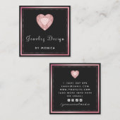 Trendy Heart Gemstone Schmuck Designer Rose Gold Quadratische Visitenkarte (Vorne/Hinten)