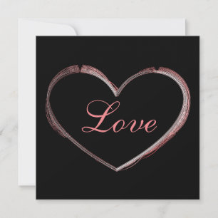 Trendy Heart Grau Kalligrafie Liebe Hochzeit Feiertagskarte